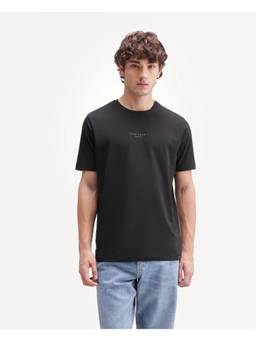 Rare Rabbit - Mens Rabbit-A26 Black Cotton Blend T-shirt
