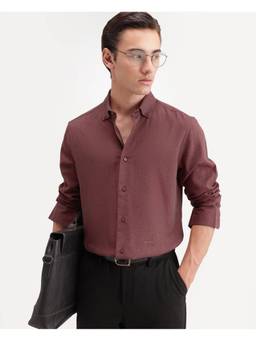 Rare Rabbit - Mens Radio Dusky Maroon Cotton Shirt