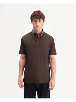 Rare Rabbit - Mens Ringer-A26 Dark Brown Cotton Polo