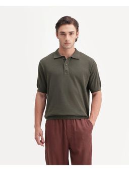 Rare Rabbit - Mens Tine Dark Olive Cotton Polo