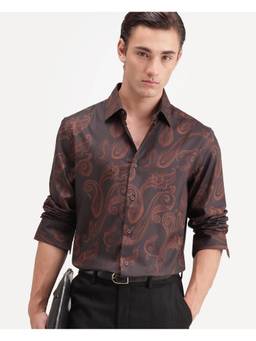 Rare Rabbit - Mens True Dark Brown Cotton Blend Shirt