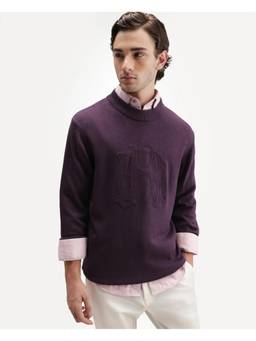 Rare Rabbit - Mens Voss Dark Purple Acrylic Sweater