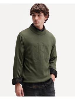 Rare Rabbit - Mens Voss Olive Acrylic Sweater