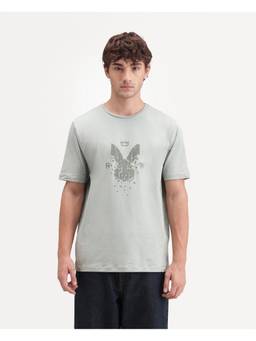 Rare Rabbit - Mens Wamble Dusky Green Cotton Blend T-shirt