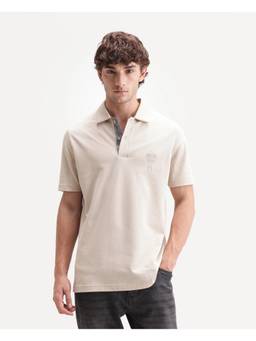 Rare Rabbit - Mens Zeni-A26 Beige Cotton Blend Polo