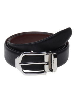 Teakwood - Men Black Textured Genuine Leather Semi Formal Belt