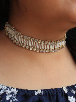 BeAbhika - Graceful Pearl Kundan Choker