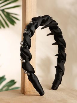 Stol'N - Black Stone Applique Broad Knot Hair Band