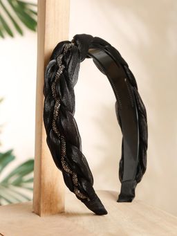 Stol'N - Black Stone Applique Broad Knot Hair Band