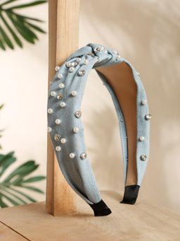 Stol'N - Blue Stone Applique Broad Knot Hair Band