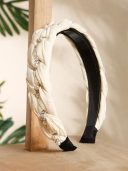 Stol'N - Cream Stone Applique Broad Knot Hair Band