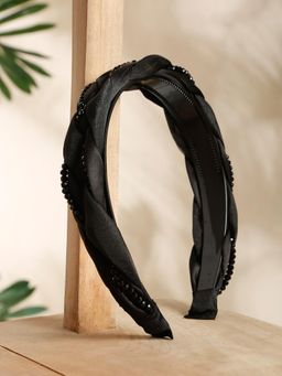 Stol'N - Black Stone Applique Broad Knot Hair Band