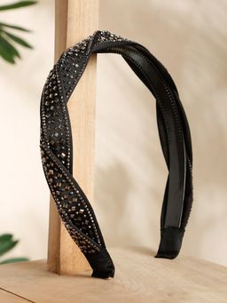 Stol'N - Black Stone Applique Broad Knot Hair Band