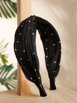 Stol'N - Black Handmade Printed Broad Knot Hair Band
