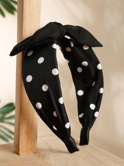 Stol'N - Black Handmade Polka Dot Broad Knot Hair Band