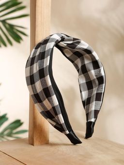 Stol'N - Black Handmade Printed Broad Knot Hair Band