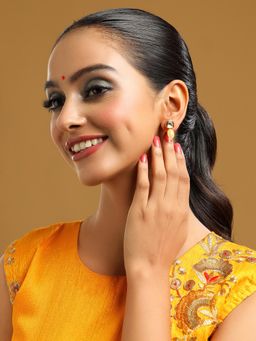 Ruby Raang Studio - Yellow Brass Gold Plated Kundan Pair Of Earrings