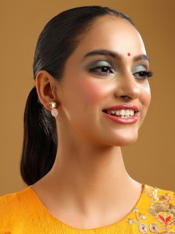 Ruby Raang Studio - Pink Brass Gold Plated Kundan Pair Of Earrings