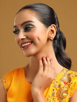 Ruby Raang Studio - Brown Brass Gold Plated Kundan Pair Of Earrings