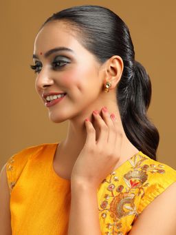 Ruby Raang Studio - Yellow Brass Gold Plated Kundan Pair Of Earrings