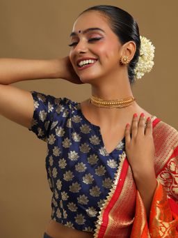 Ruby Raang Studio - Gold Brass Gold Plated Kundan Necklace with Pair Of Earrings