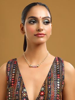 Ruby Raang Studio - Purple Brass Gold Plated Kundan Necklace