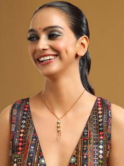 Ruby Raang Studio - White Brass Gold Plated Kundan Necklace