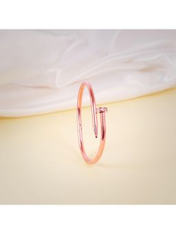 NAITRA - White Stainless Steel Rose Gold Plated Stones Bracelet