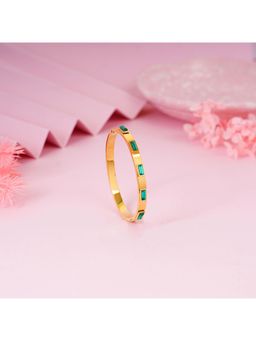 NAITRA - Green Stainless Steel 18K Gold Plated Stones Bracelet