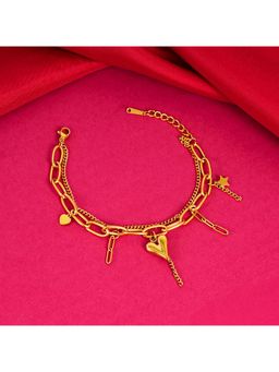 NAITRA - Gold Stainless Steel 18K Gold Plated Statement Bracelet