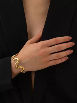 NAITRA - Gold Stainless Steel 18K Gold Plated Statement Bracelet