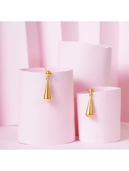 NAITRA - Gold Stainless Steel 18K Gold Plated Statement Pair Of Earrings