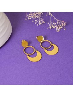 NAITRA - Gold Stainless Steel 18K Gold Plated Statement Pair Of Earrings