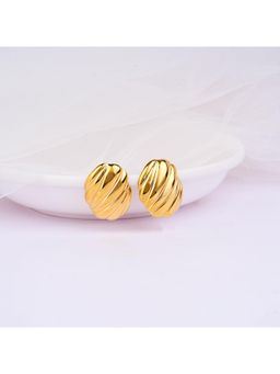 NAITRA - Gold Stainless Steel 18K Gold Plated Statement Pair Of Earrings