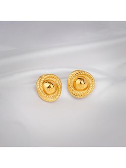 NAITRA - Gold Stainless Steel 18K Gold Plated Statement Pair Of Earrings