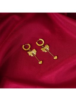 NAITRA - Gold Stainless Steel 18K Gold Plated Statement Pair Of Earrings