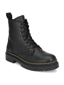 Delize - Solid Black Lace-up Derby Boots