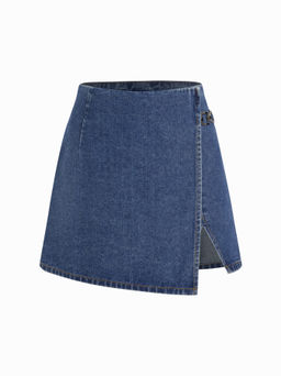 Cider - Denim Mid Waist Split Mini Skort