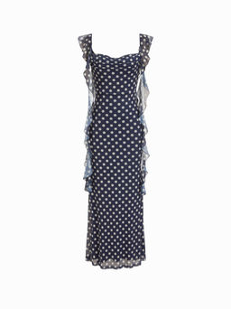 Cider - Mesh Ruffle Hem Maxi Dress