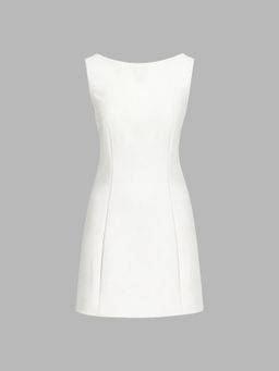 Cider - Boat Neck Solid Mini Dress