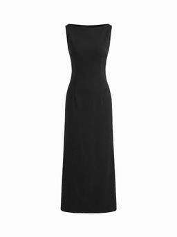 Cider - Boat Neck Solid Maxi Dress