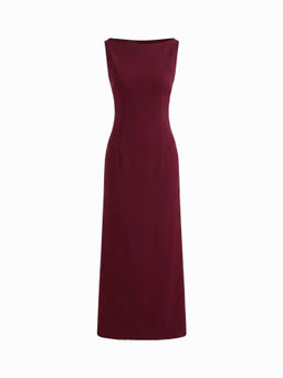 Cider - Boat Neck Solid Maxi Dress