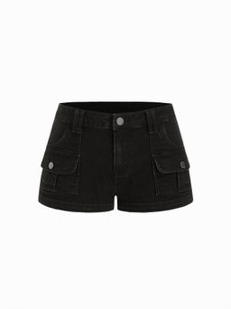 Cider - Stretch Denim Low Rise Pocket Micro Shorts
