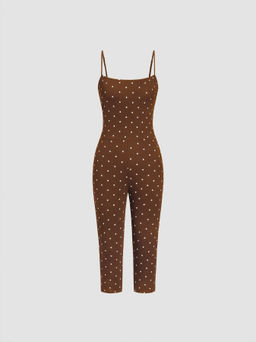 Cider - Cotton-blend Polka Dot Capri Jumpsuit