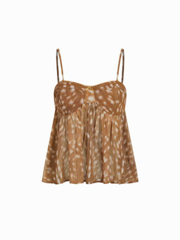 Cider - Square Neck Leopard Bowknot Cami Top
