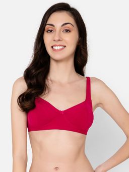 Clovia - Cotton Spandex Solid Non-Padded Full Cup Wire Free Everyday Bra - Dark Pink
