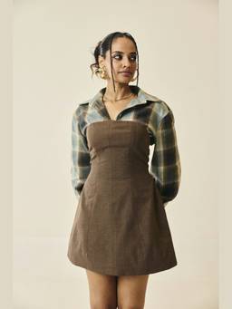Lea Clothing - Hazel Brown Structured Mini Dress