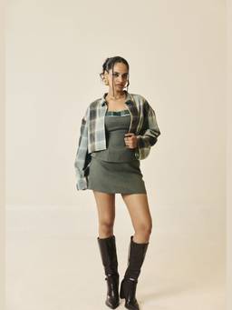 Lea Clothing - Everdene Green Plaid Oversized Shacket