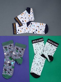 Jack & Jones - Men Printed Multicolor Socks (Pack of 3)