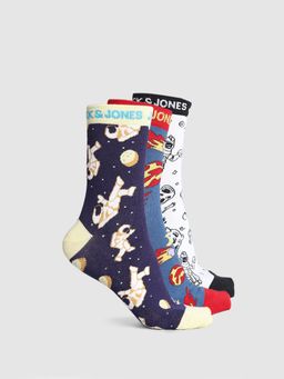 Jack & Jones - Men Printed Multicolor Socks (Pack of 3)